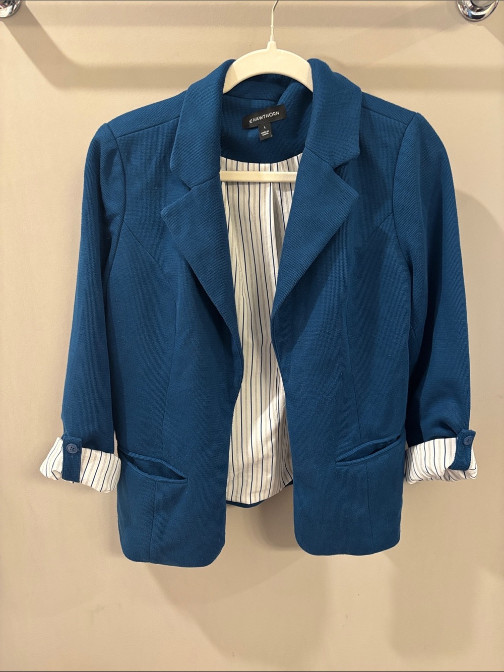 41 Hawthorn Natalie Knit Blazer Teal Blue Large